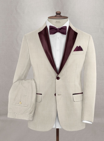 Napolean Muted Beige Wool Tuxedo Suit