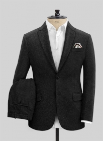 Vintage Plain Black Tweed Suit