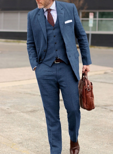 Solbiati Denim Mid Blue Linen Suit