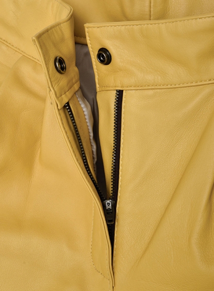 Yellow Leather Cargo Shorts Style # 360