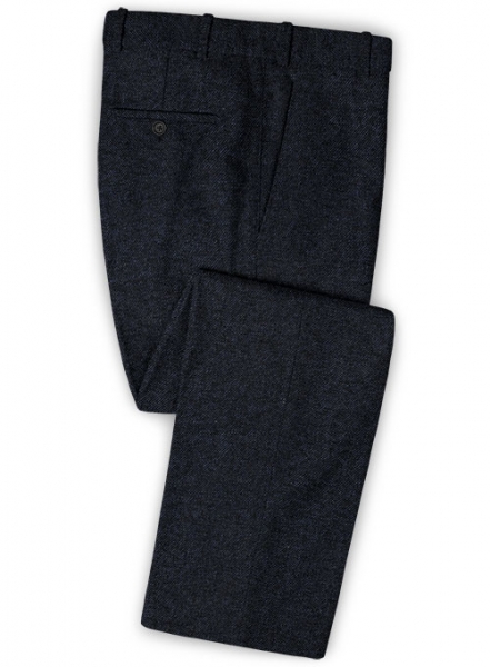 Vintage Dark Blue Weave Tweed Pants