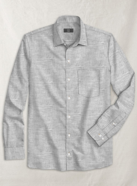 European Gray Linen Shirt - Full Sleeves