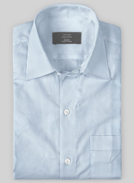 Sky Blue Herringbone Cotton Shirt - Half Sleeves