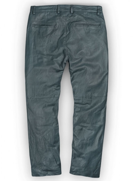 Soft Sherpa Gray Washed & Wax Leather Trousers