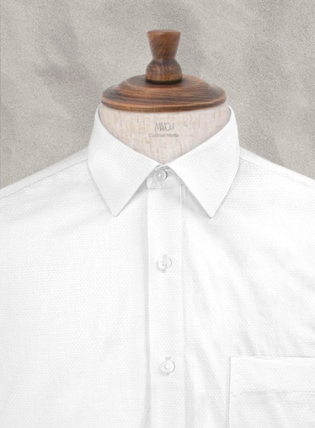 Italian Cotton Dobby Bressa White Shirt - Full Sleeves
