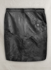 Black Matilda Leather Skirt - # 407 - L Regular