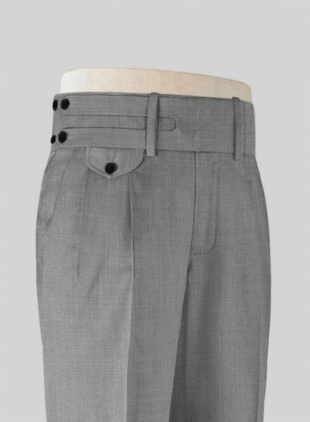 Napolean Worsted Light Gray Double Gurkha Wool Trousers
