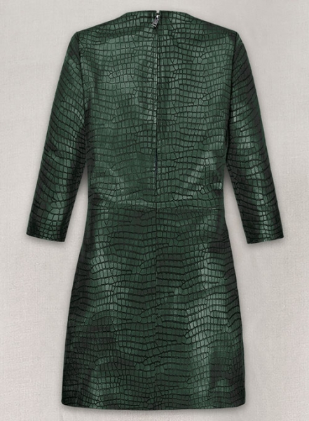 Croc Metallic Green Cacoon Leather Dress - # 757