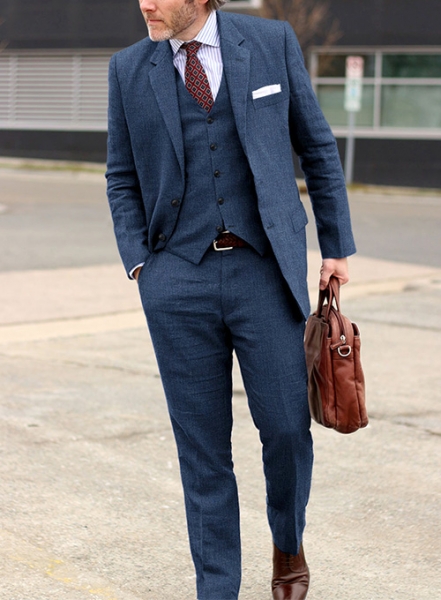Solbiati Denim Dark Blue Linen Suit