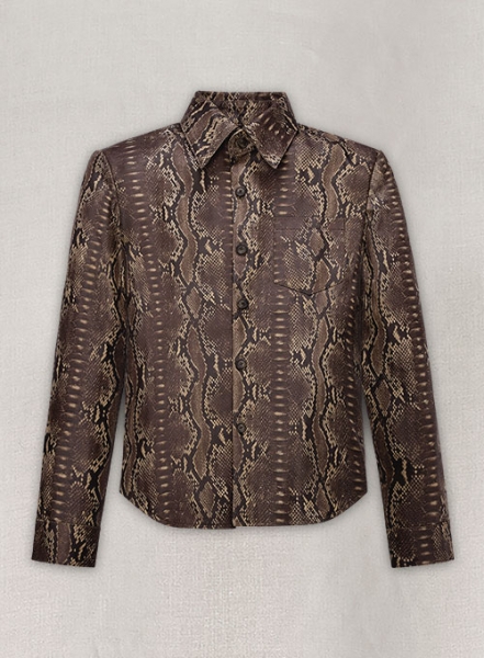 Dark Brown Python Classic Leather Shirt