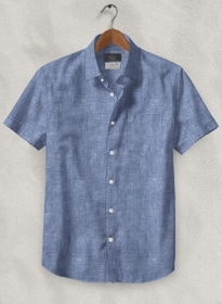 Solbiati Willow Blue Linen Shirt - Half Sleeves