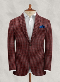 Italian Cerise Houndstooth Tweed Jacket