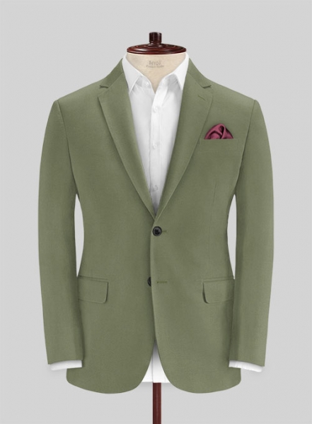 Green Feather Cotton Canvas Stretch Suit