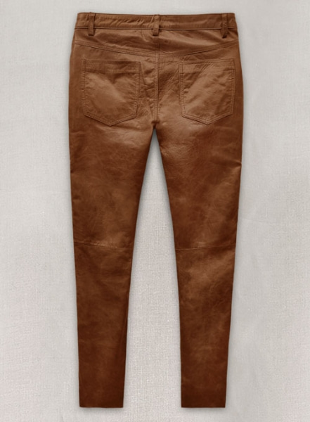 Cognac Leather Pants - Jeans Style