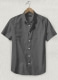 Ash Gray Stretch Twill Shirt - Half Sleeves