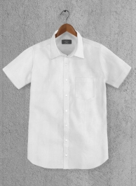 Italian Cotton Stripe Sueni White Shirt - Half Sleeves