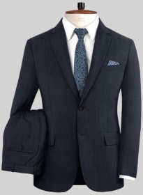 Napolean Self Satin Blue Wool Suit