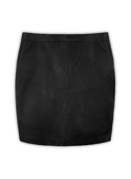 Black Basic Leather Skirt - # 153 - M Regular