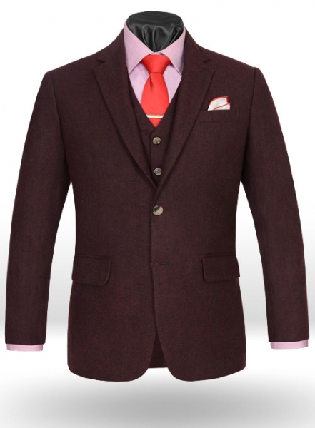 Light Weight Dark Maroon Tweed Jacket