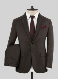 Worsted Dark Brown Wool Suit