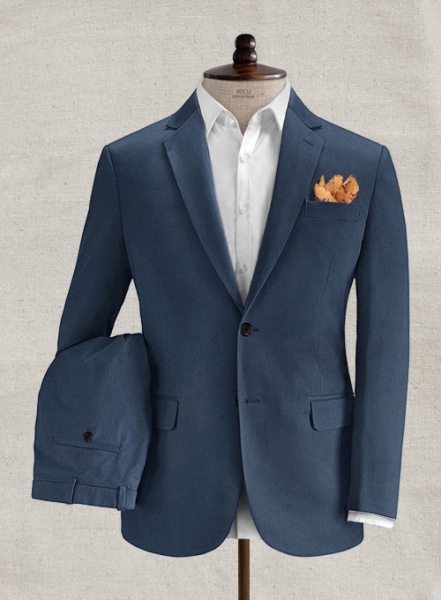 Italian Harbor Blue Cotton Stretch Suit