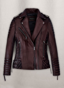 Charlotte Burnt Wine Leather Jacket