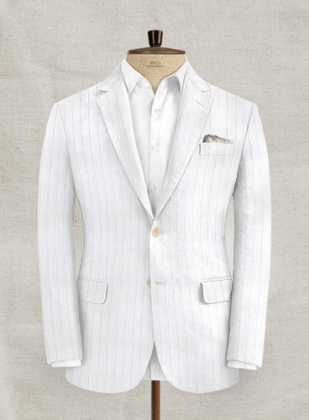 Italian Linen White Stripe Jacket