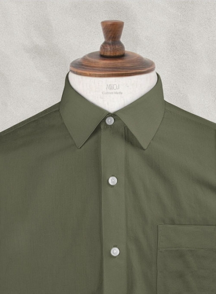 Olive Stretch Poplene Shirt - Half Sleeves