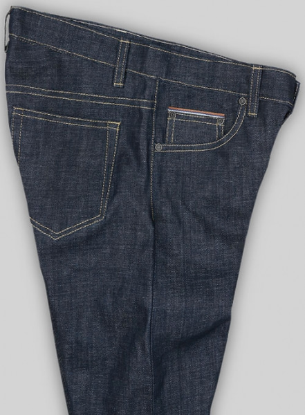 Selvedge Orange Blue Denim Jeans - Raw Unwashed