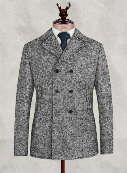 Basket Weave Gray Tweed Pea Coat