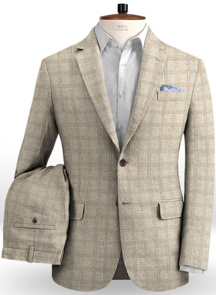 Italian Beige Glen Linen Suit