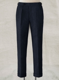 Deep Blue Herringbone Highland Tweed Trousers