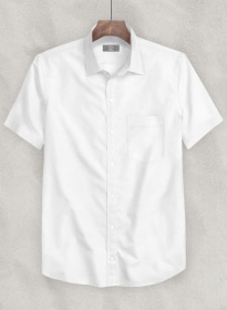 White Stretch Poplene Shirt - Half Sleeves