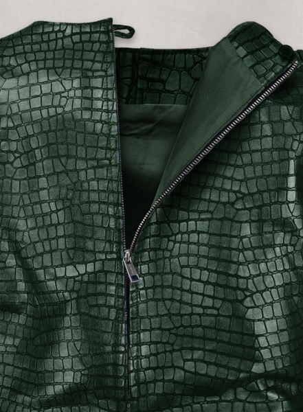 Green Crocodile Pattern Leather Jacket