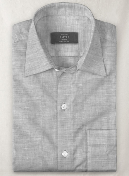 European Gray Linen Shirt - Full Sleeves