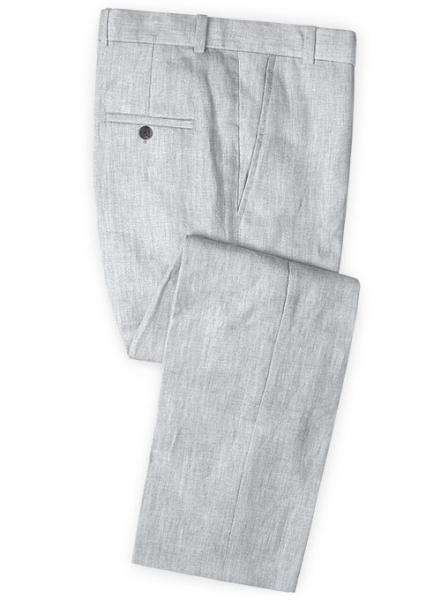 Italian Cloudy Herringbone Linen Pants