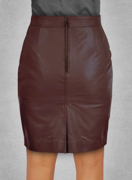 Soft Maroon Wax Meghan Markle Leather Skirt