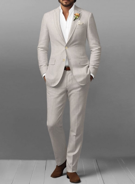Ivy Beige Pure Linen Suit
