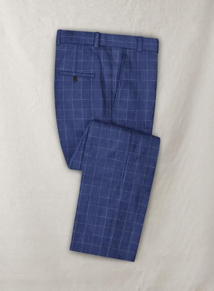 Italian Linen Cobalt Blue Checks Suit