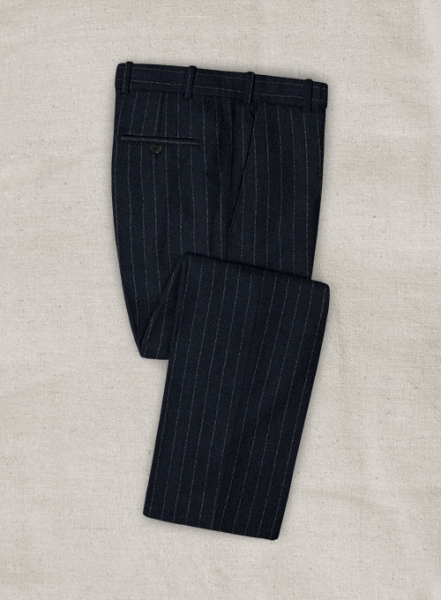 Italian Ercola Navy Blue Stripe Tweed Pants