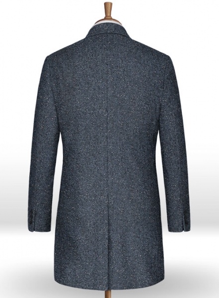Arc Blue Herringbone Flecks Donegal Tweed Overcoat