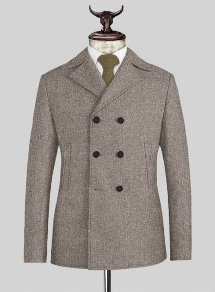 Light Weight Brown Tweed Pea Coat