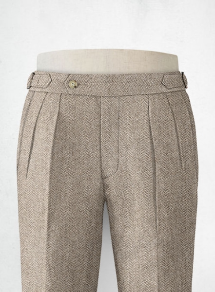 Vintage Herringbone Brown Highland Tweed Trousers