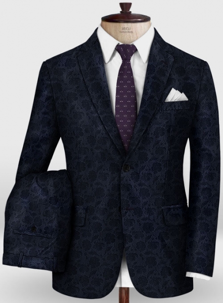 Graffiti Blue Flower Wool Suit