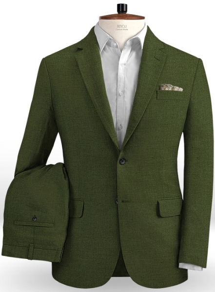 Safari Olive Green Cotton Linen Suit