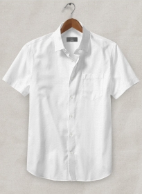 Italian Cotton Dobby Nadall White Shirt - Half Sleeves