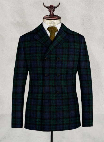Harris Tweed Yale Tartan Pea Coat