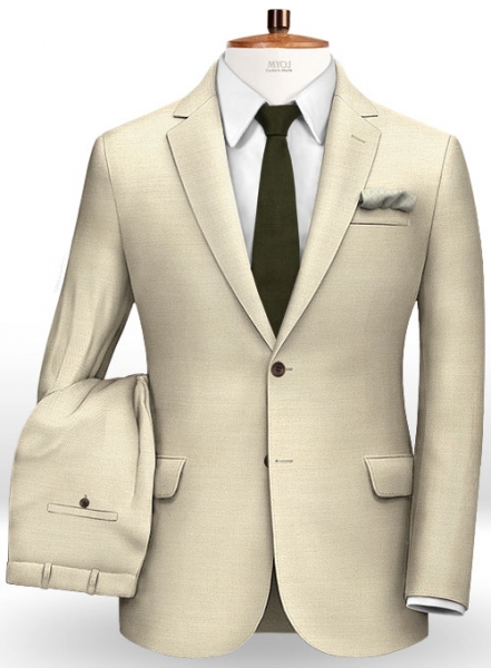 Beige Cotton Wool Stretch Suit