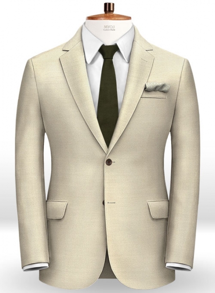 Beige Cotton Wool Stretch Suit