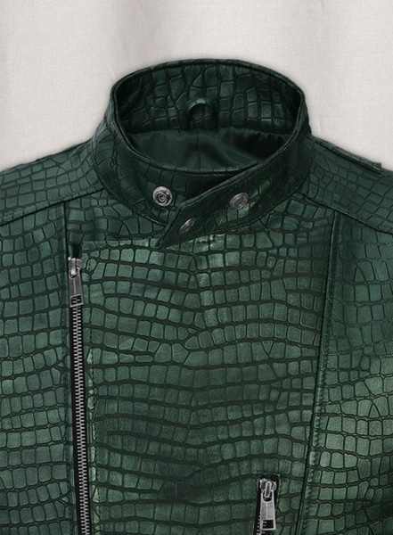 Phantom Croc Metallic Green Leather Jacket